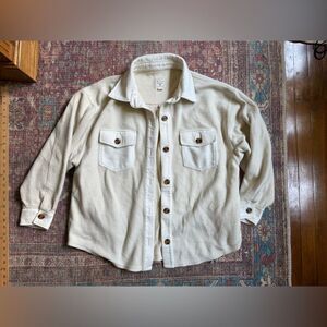 Women’s Medium Billabong Anytime Oversized Cream Button-Up Shacket Jacket